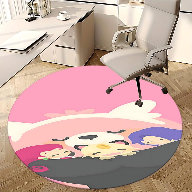 Kpop girls Charming Cartoon Chair Mat - Round Carpet for Home Decor, Office Use, Bedroom & Living Room Gift0504b