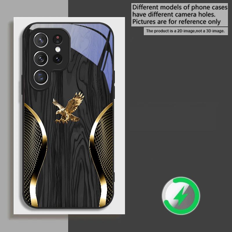 

Noble Golden Eagle Ring For Samsung Galaxy S20 FE S21 S22 S23 Plus S24 Ultra 25 Edge S24Ultra For Magsafe Glass Phone Casee Galaxy S24 Ultra