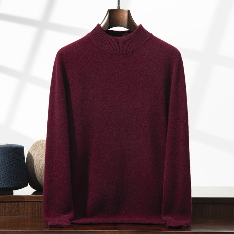 New thickened cashmere sweater semi-turtleneck sweater with cashmere bottoming knitted sweater