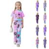 Children's Summer Sports T-Shirt And Bell-Bottom Pants Two-Piece Athletic Set Short Printed Clothing Set