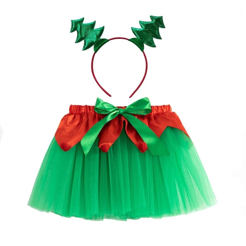 Weihnachtsprinzessin Outfits Tutu-Rock Weihnachtsbaum/Hirsch Geweih Weihnachts-Kostüm für Halloween Cosplay Kostüm