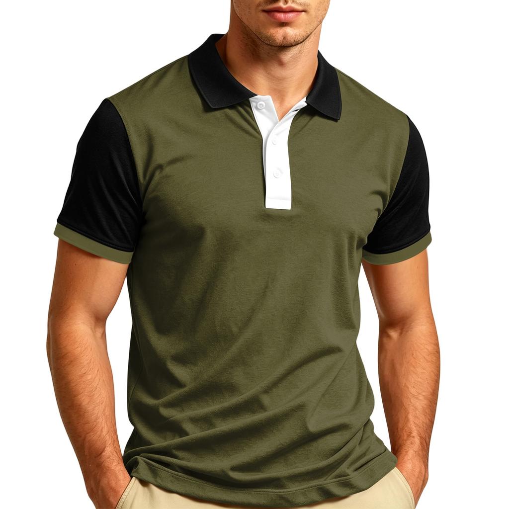 Maglietta Polo Casual da Uomo a Manica Corta con Collo T-shirt Tessuto Leggero Traspirante Morbido Top Estivo