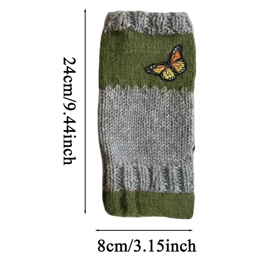 

Knit Gloves Cute Warm Versatile Mitts Girls Winter Knit Fingerless Gloves For Ladies Adults Teens Students Commuting Travel зелений