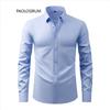 Men's Non-Iron, Anti-Wrinkle Long-Sleeve Cardigan Shirt, Large Size, Stretchable Fabric.