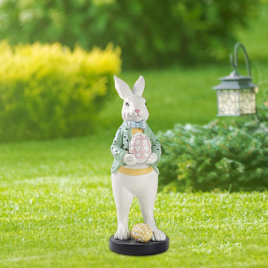 Easter Bunnies Statue Harz Sculpture Desktop Ornamental Organ Figure for The Entrance