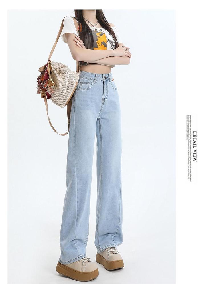 Korean High-Waist Slim Straight Jeans for Women - Spring/Summer 2025 Collection