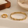 Modern Luxury Stainless Steel Jewelry Set With Beaded Bangle And Ring For Women