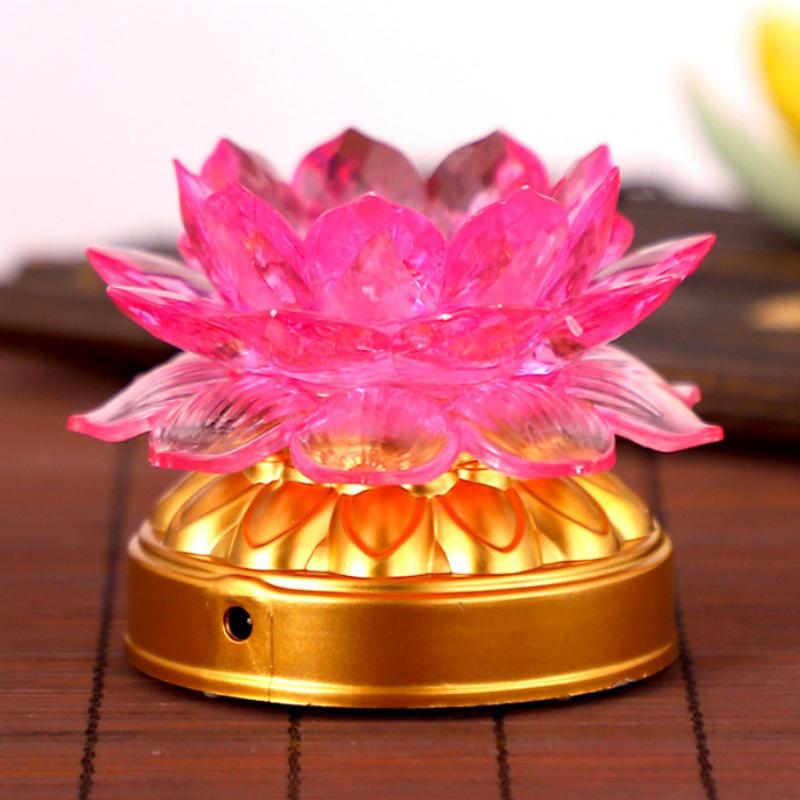 

1 шт., цветная лампа-лотос Будды на батарейках, креативная форма, настольное украшение, светодиодная лампа-лотос, товары для дома
