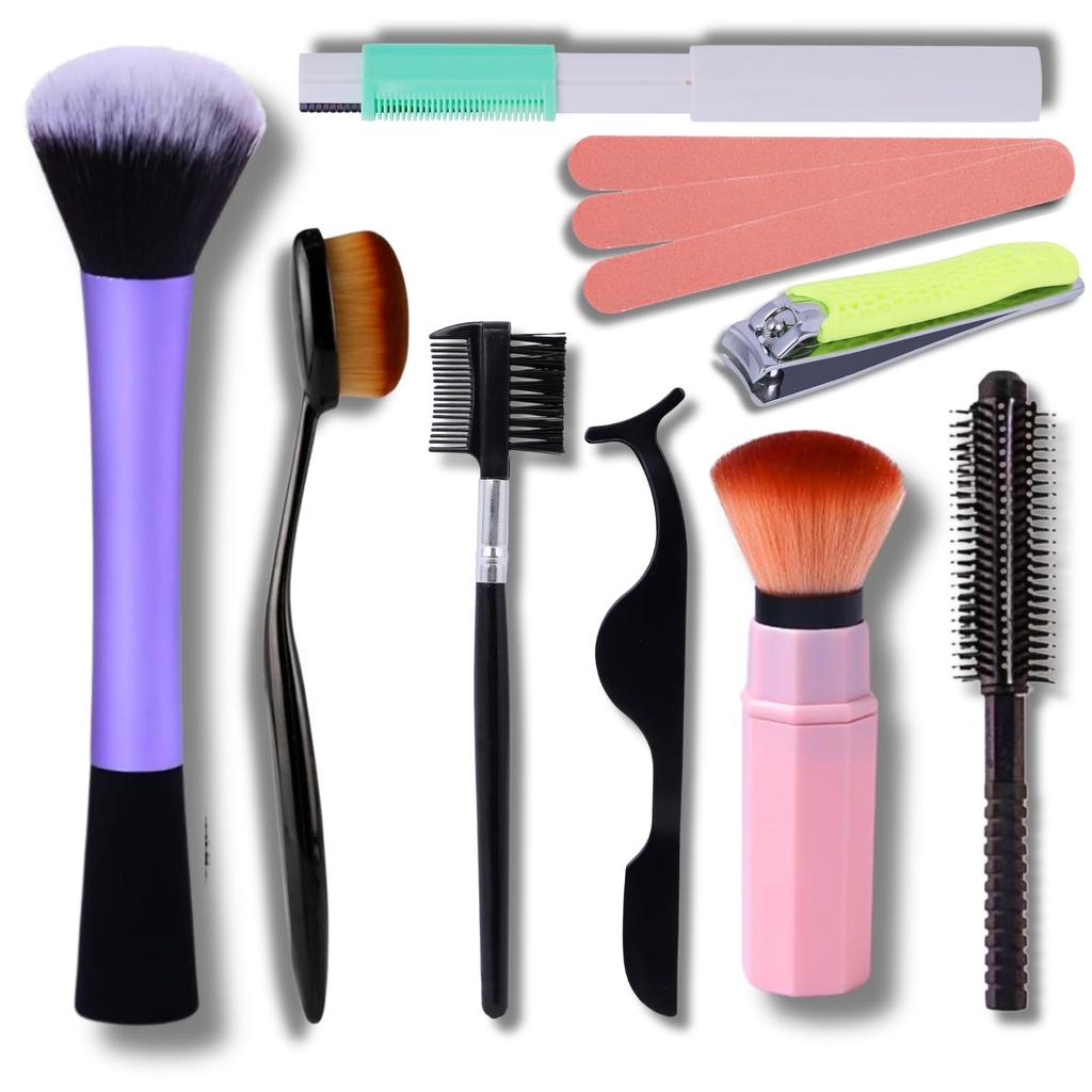 Out Of Box 11-Piece Beauty Tool Combo - Makeup & Grooming Essentials