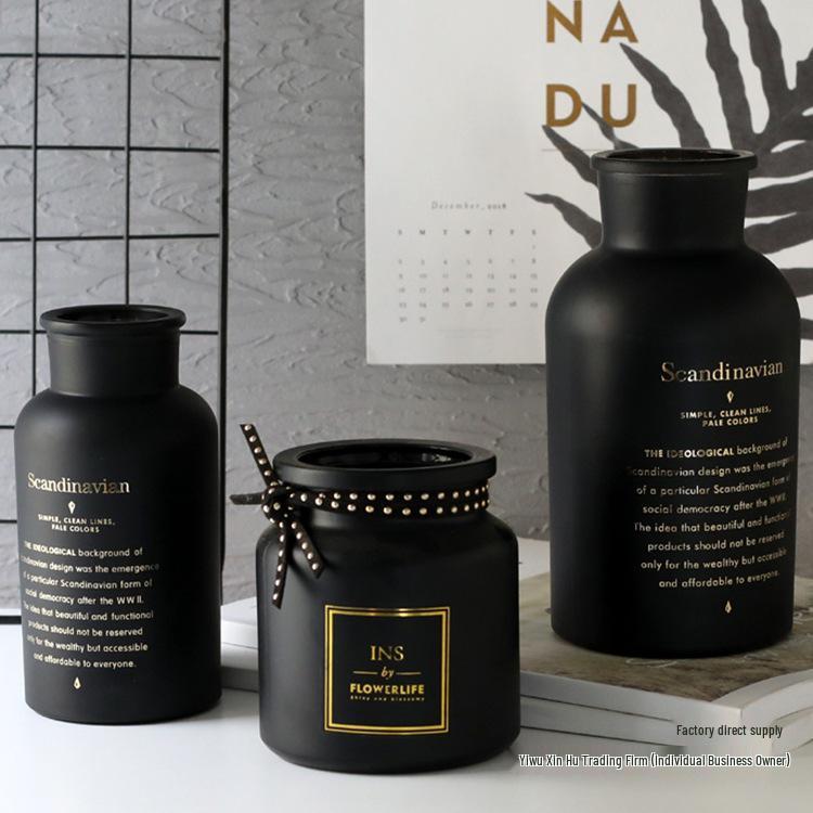 Vaso Preto Minimalista Nórdico - Branco Fosco, Decoração de Flores para Sala de Estar Pequena