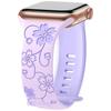 Compatible with Apple Watch: Laser Engraved Two-Color Floral Butterfly Silicone Strap with 3D Design