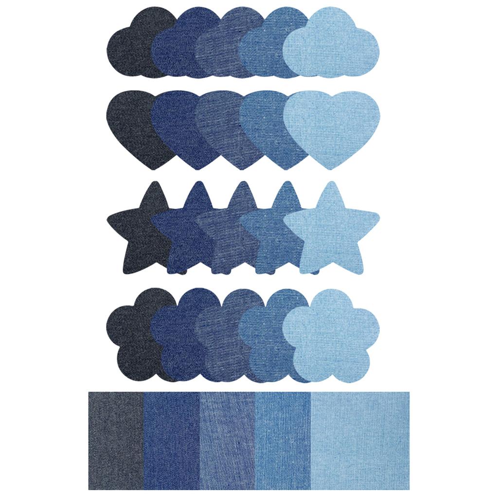 25Pieces Jeans Patches Iron-on Jeans Patches 5 Color Iron On Patches for Jeans Jackets Clothes Repair and Decorating