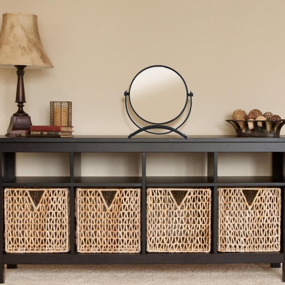 Tabletop Mirror 360 Degree Rotation Makeup Black Mirror Double-Sided Mirror,