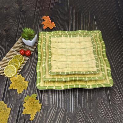 Assiettes à dessert Tissage imitation bambou Assiette pour légumes fondue multiple styles Assiette barbecue Verte Assiette de service Maison