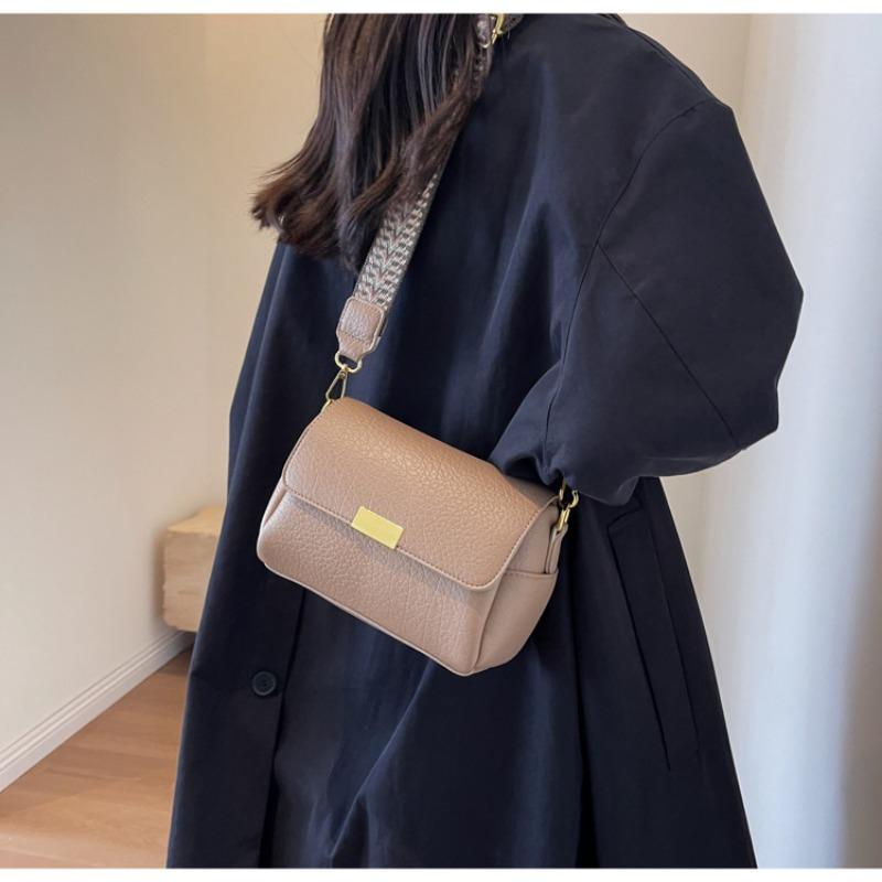 Popular small bag women's new simple and versatile broadband shoulder messenger bag texture small square bag