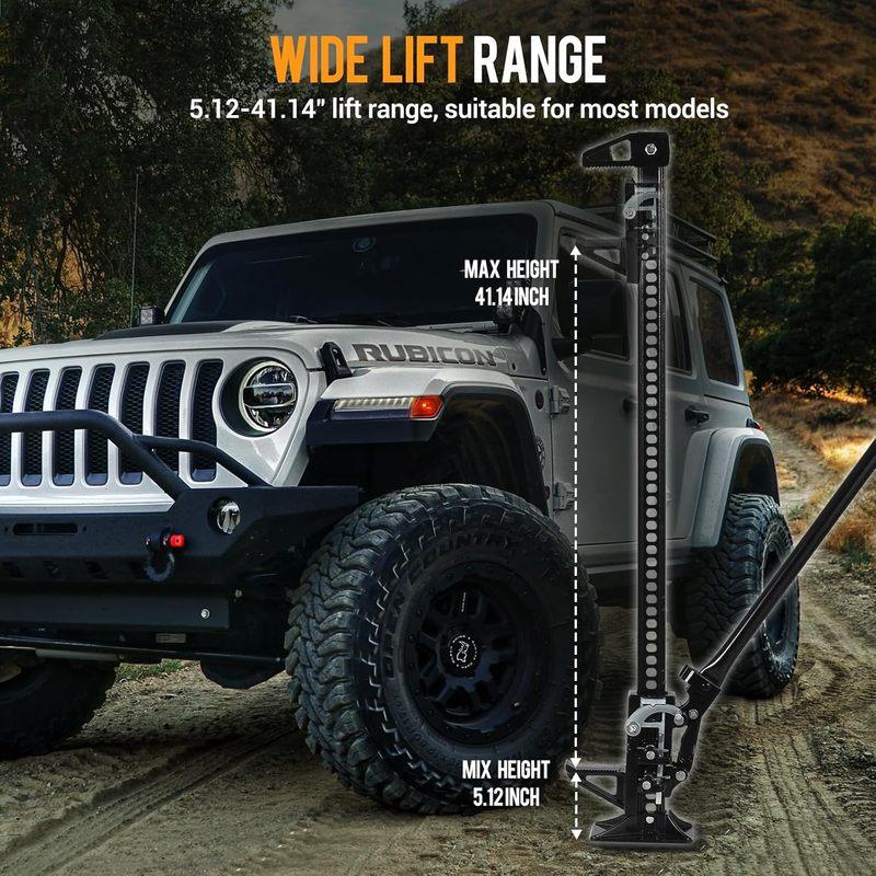 Martinetto da Fattoria High-Lift da 48", Nero – 3 Ton (6.600 LB) Capacità, Sollevamento a cricchetto da 5" a 45" per Recupero Off-Road, Camion