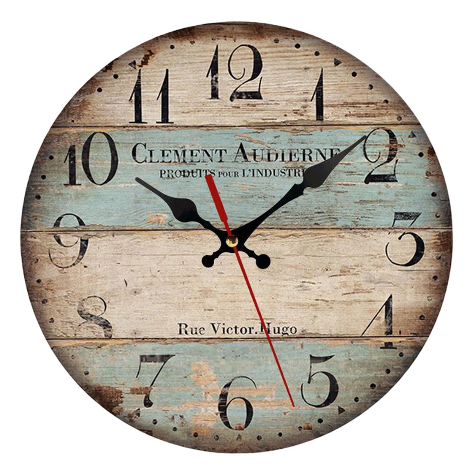 Rustic Wall Clock, Wall Clocks Battery Operated, 12 Inch Country Style Silent E