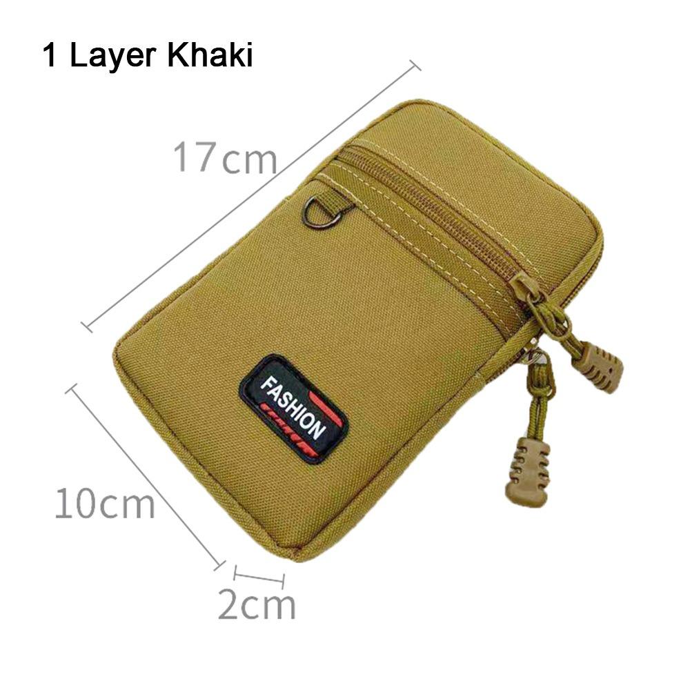 

1Pcs 7 Inch Belt Waist Bag Wear-resistant Waist Fanny Pack Durable Phone Pouch for Outdoor Camping 1 layer khaki