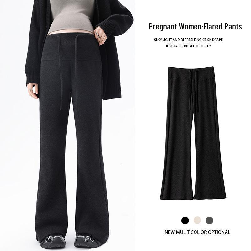 Maternity Velvet Micro-Flare Pants 2025 - Autumn/Winter Petite Long Versatile 9/10 Length Large (L)
