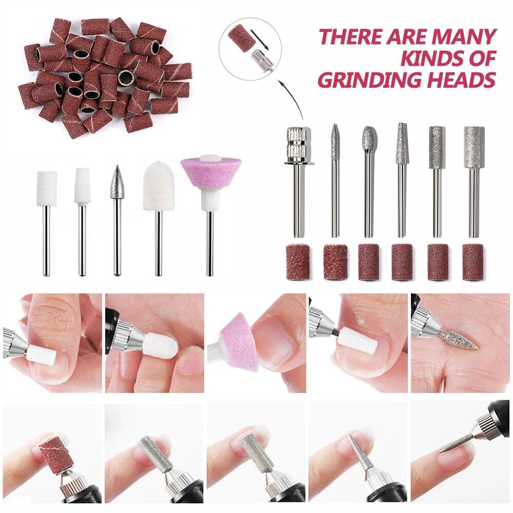 Nail Grinding Machine Set Strong Electric Nail Drill Machine Grinding Equipment Milling Cutter For Manicure Pedicure Polishing