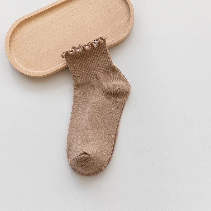 Socks For Women Cute New Summer Japanese Style Breathable Girls Short Socks Kawaii Solid Color Frilly Ruffle Socks Casual Sweet