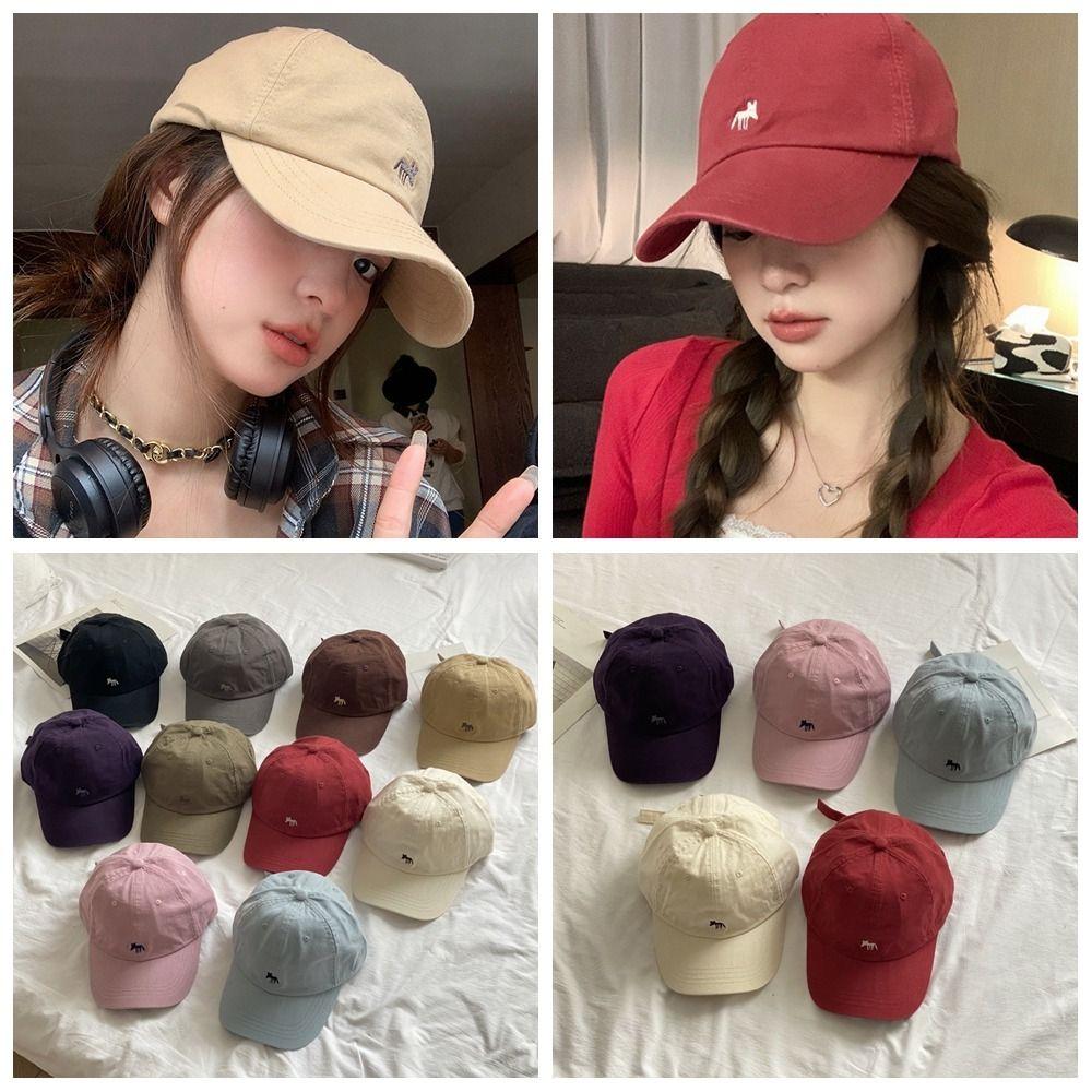 Animals Canvas Baseball Hat Peaked Cap Sun Hat Retro Embroidery Baseball Cap  Girl