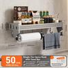 Kitchen Storage Rack Wall Mounted Knife Holder & Spice Organizer Multi-functional Seasoning Storage Shelf for Home No Drilling