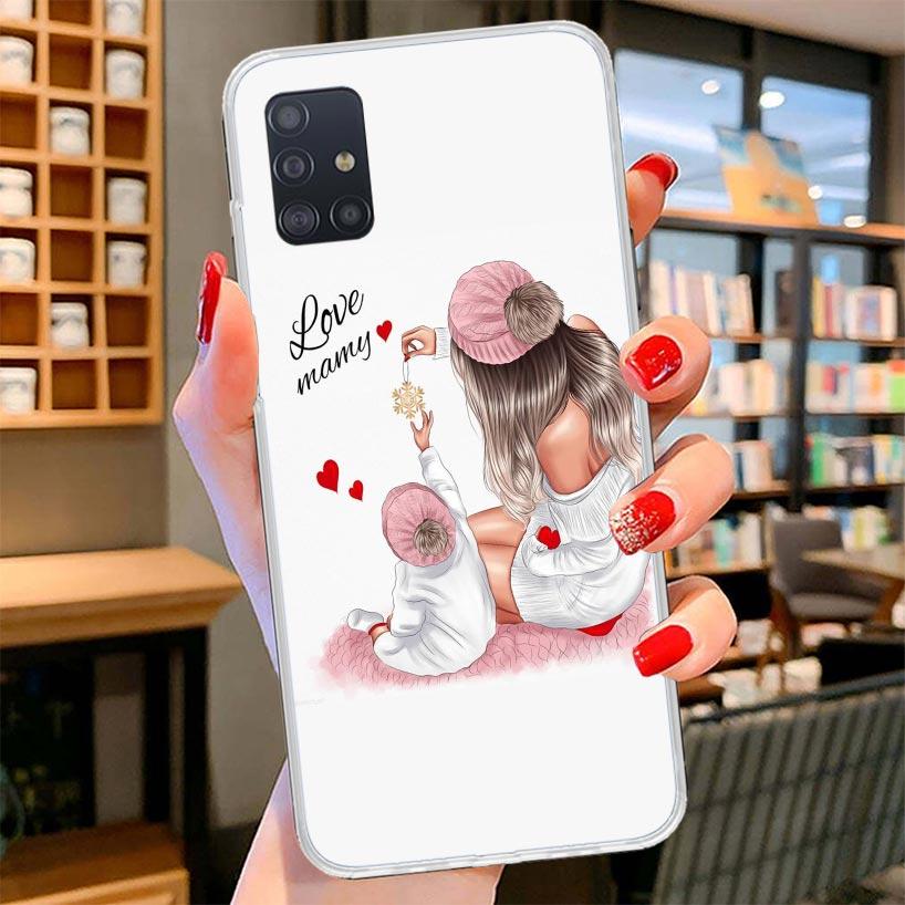 Mom Baby Girls Cover Phone Case For Samsung Galaxy A12 A22 A32 A52 A72 A02S Phone Case Note 20 Ultra 10 S10 Plus A51 A71 A50S A2