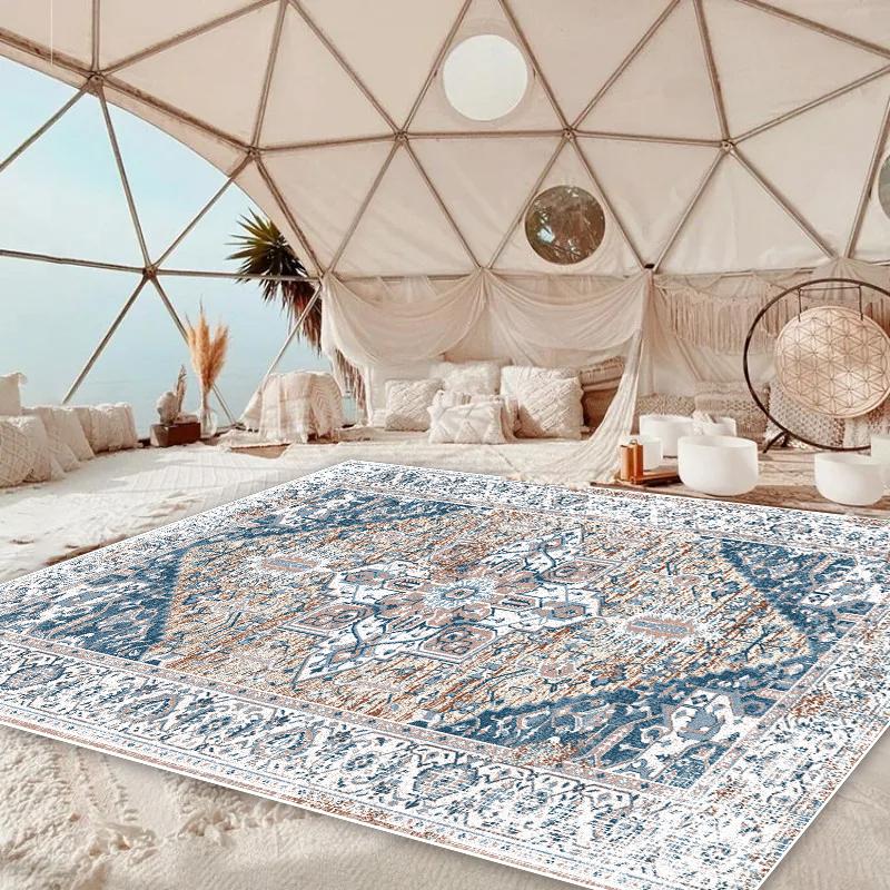

Bohemian Style Large Carpets for Living Room Decoration Vintage Persian Rug Non-slip Coffee Table Side Mat Bedroom Lounge Rug 60x90cm