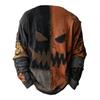 Men's Halloween 3D Printed Long Sleeve Top Round Neck Casual Sports Pullover
