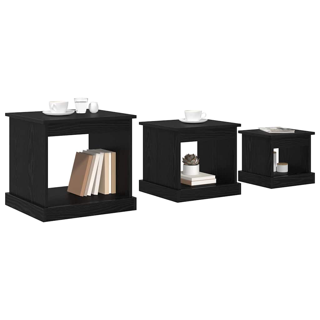Coffee Table Set 3 pcs Black Oak Effect Particleboard