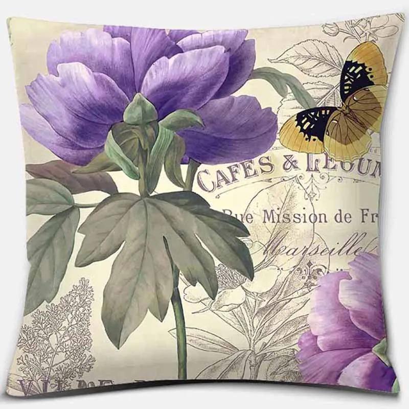 Vintage Flower Pattern Decorative Pillowcase Cushion Pillowcase Bedding Decoration