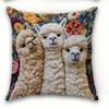 1/4Pcs Llama-Printed Floral Pillow Covers Sofa Cushion Cover Home Bedroom Room Decoration