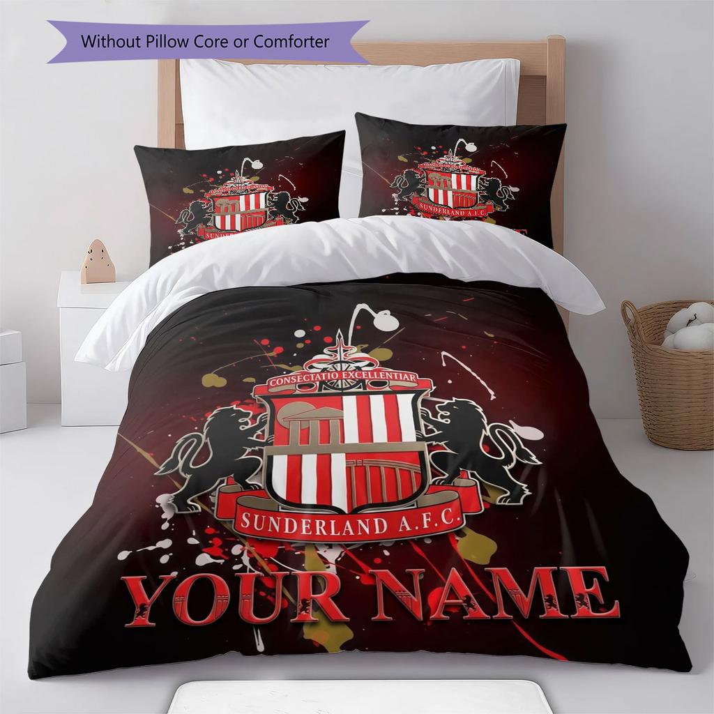 Sunderland A.F Custom Name Pattern Bedding,Quilt Set Quilt Cover Pillowcase Home Birthday Gift(1 * duvet cover + 2 * pillowcase, without core)