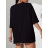 European and American Fast Fashion Black Casual Letter Print T-Shirt Simple Round Neck Short Sleeve Loose Comfortable Top