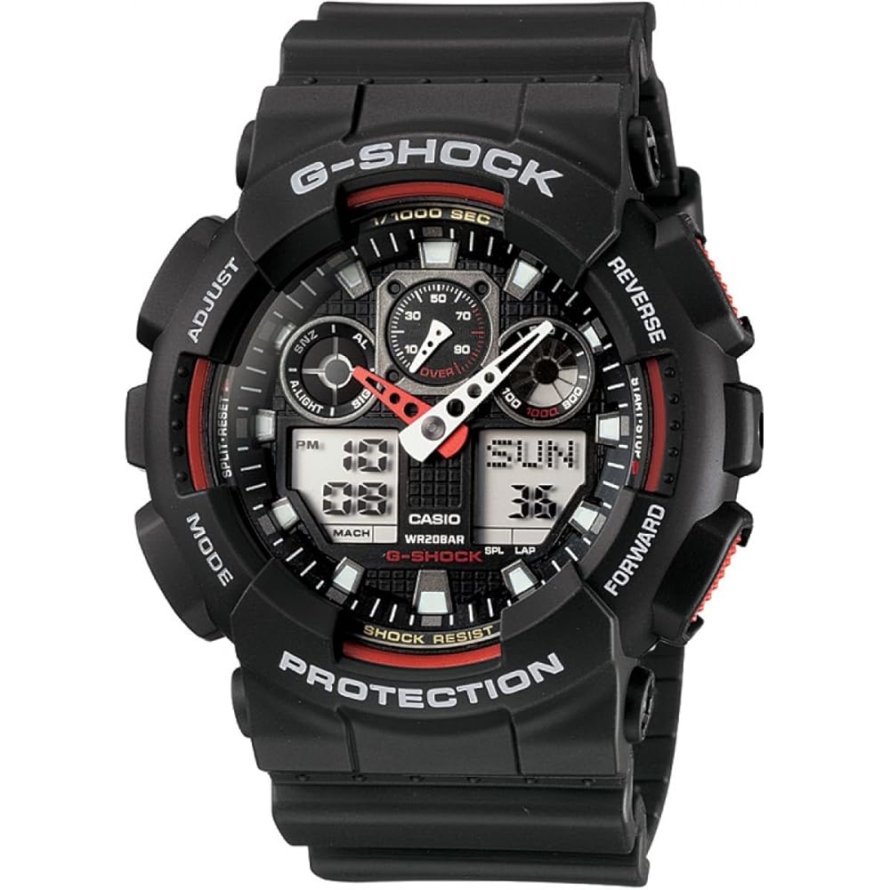 Casio G-Shock GA-100-1A4DR Men s Watch Black Red Analog Digital Waterproof