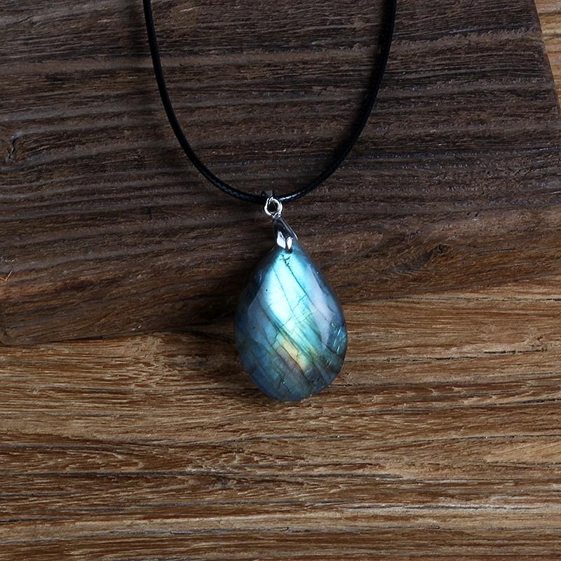 

Natural Labradorite Moonstone Women Neckalce Freeform Blue Moon Men Pendants Necklaces Bracelet Accessories Jewelry 50cm