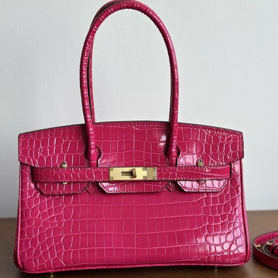Popular Crocodile Pattern Horizontal Plate Platinum 30cm Genuine Leather Women's Bag, European and American Fashion Cowhide Large Bag, Commuter