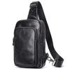 Mans 100% Genuine Leather Sling Bag Men Messenger Bags for Men Black Chest Bags for Phone Casual Sport Shoulder Bag