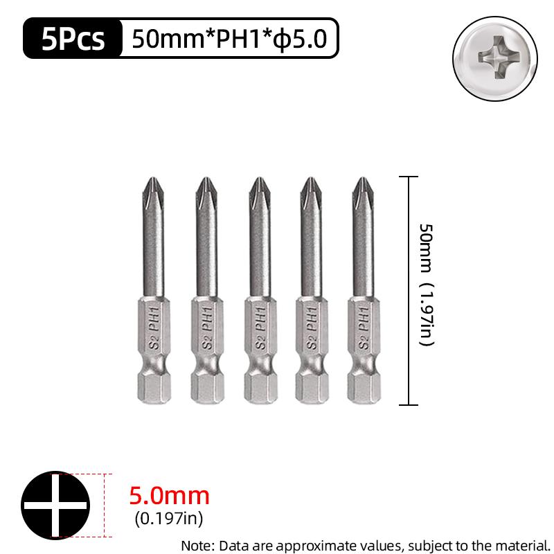 50mm Phillips Screwdriver Bit PH00/PH0/PH1/PH2 1/4” Hex Shank Magnetic S2 Steel Cross Head Screw Driver Bits Hand Power Tools