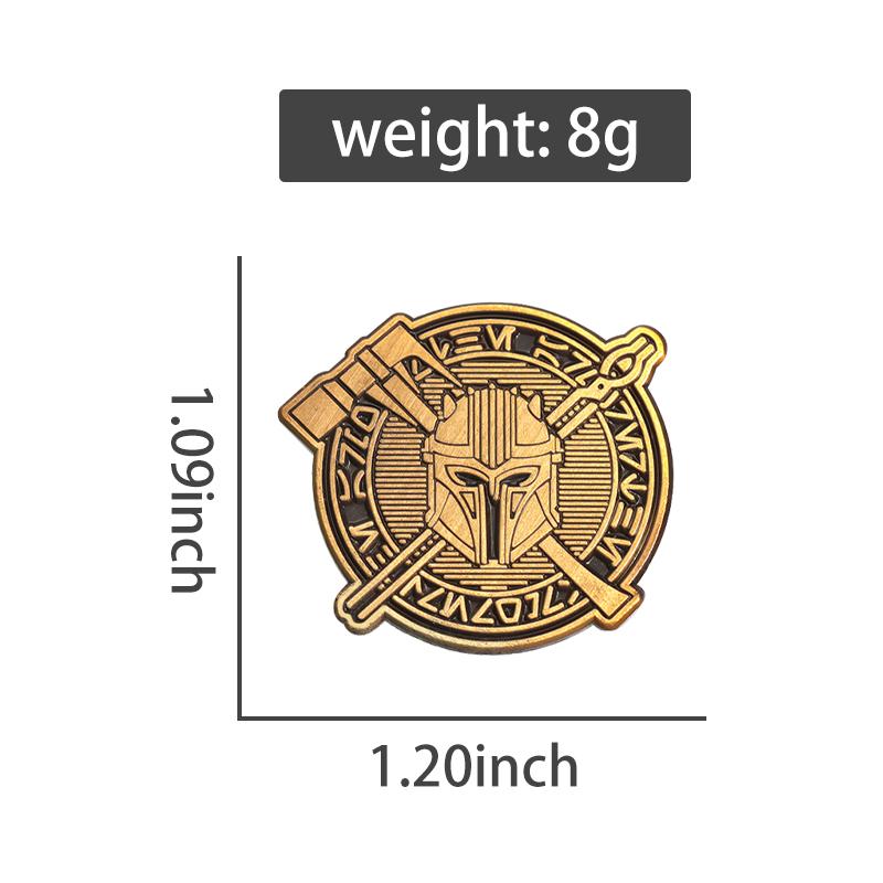 Golden Color Helmet Enamel Pins Custom Round Creative Bronze Brooches Lapel Badges Punk Jewelry Gift for Fans Friends