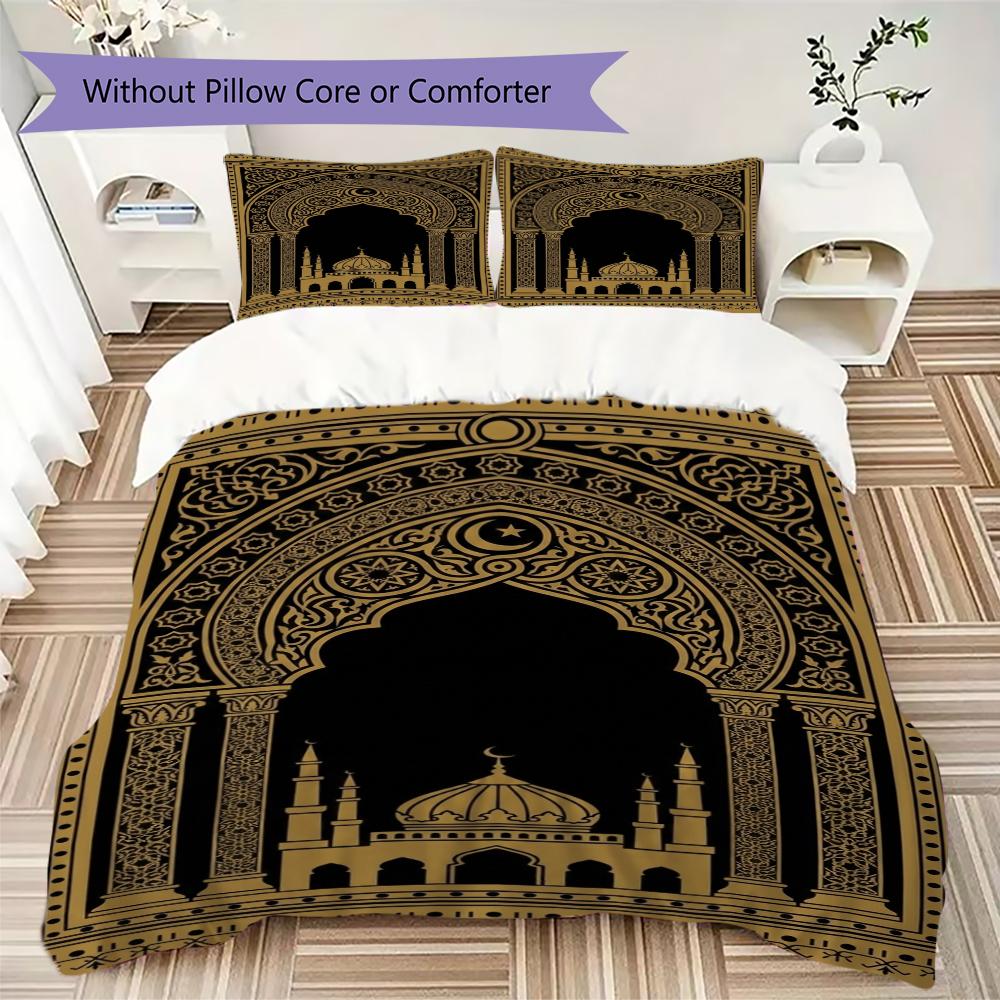 Muslim Pattern Bedding uilt Set uilt Cover Pillowcase Home Decoration Birthday Gift (1 * duvet cover + 2 * pillowcase  without core)129