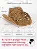 Handgewebter Stroh-Cowboyhut Böhmischer Hohl-Sonnenhut für Strand, Outdoor, Reisen, Festival für Damen