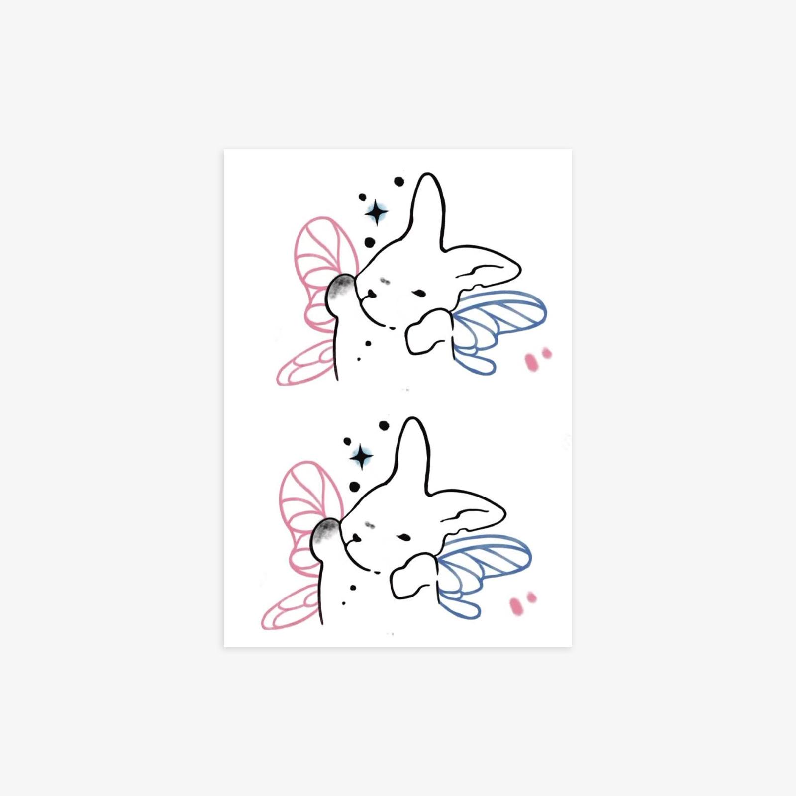 Tattoo Sticker Dopamine Waterproof Long Lasting Female Arm Waist Belly Angel Rabbit Tattoo Sticker 7*10