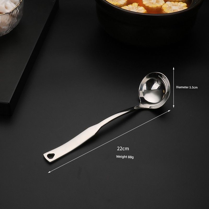 304 Stainless Steel Spoon Set for Home Use, Long Handle Hot Pot Spoon, Soup Spoon, Slotted Spoon, Large Deep and Thick 304 Spoons