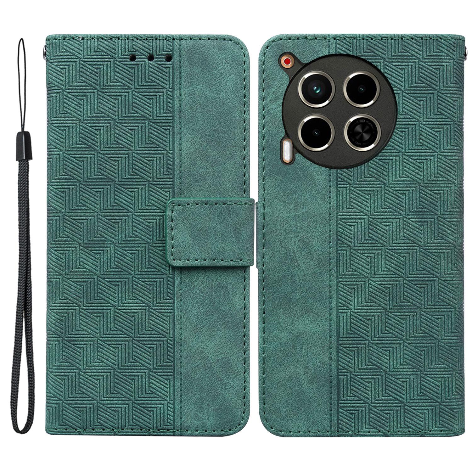 

For TECNO Camon 30 4G/30 5G Wallet Case with Strap Geometry Imprint Leather Flip Phone Cover D