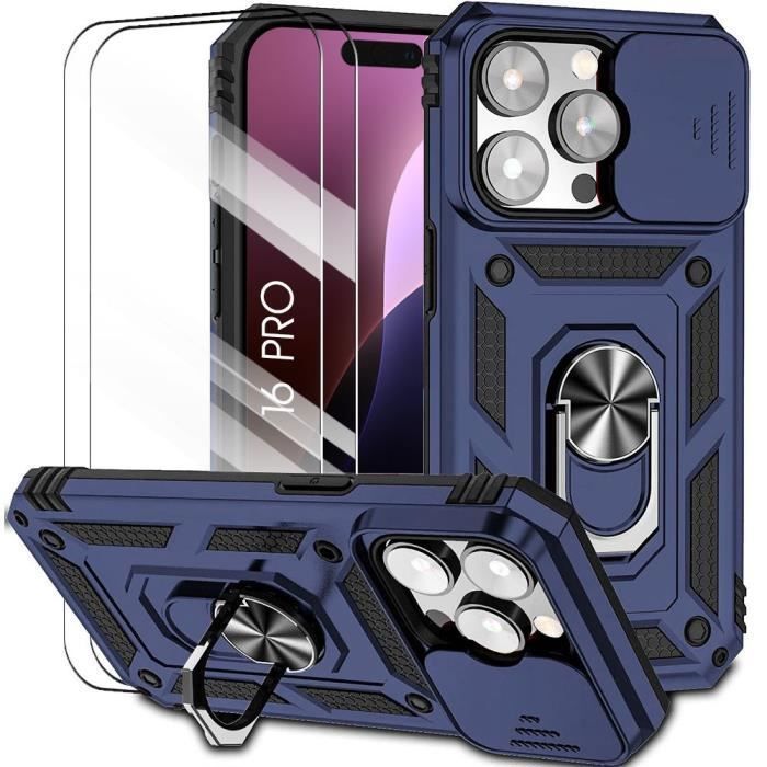 Protective Case for iPhone 16 Pro - Booling - Navy Blue - Shockproof - Camera Cover - Tempered Glass