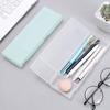 NUOLUX Pencil Case, Plastic Pen Box, Cute Pencil Case for Girls and Boys, Semi-Transparent, Set of 3