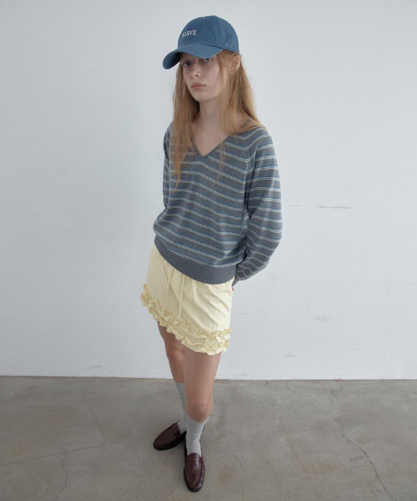 TOAVE Color Chip Stripe V-Neck Knit (Melange Gray)