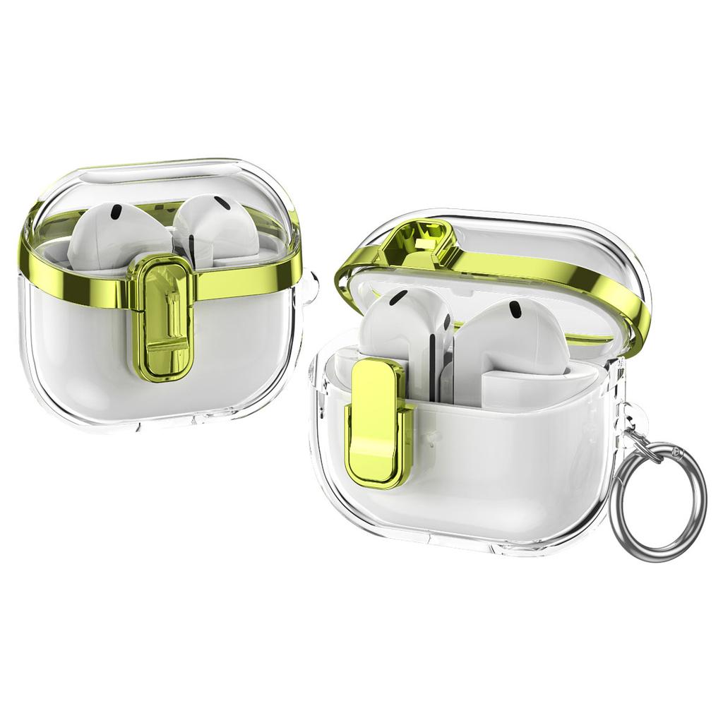 Transparente Hülle für Samsung Galaxy Buds3/Buds3 Pro Galvanisiertes TPU + PC Ohrhörer-Schutz mit Schloss-Schnalle